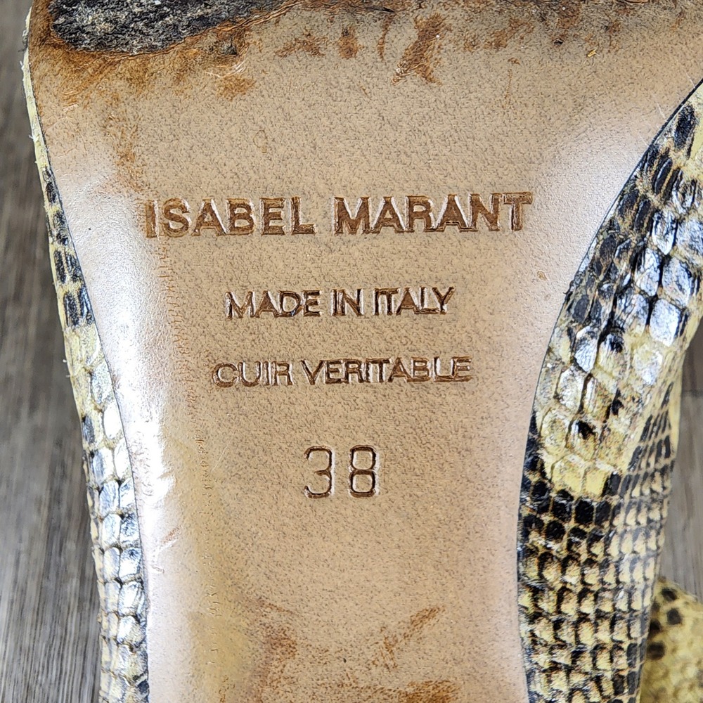 Isabel Marant Snake Print Leather Ankle Boots Italy Italian Size 38 Pull On - Picture 3 of 8